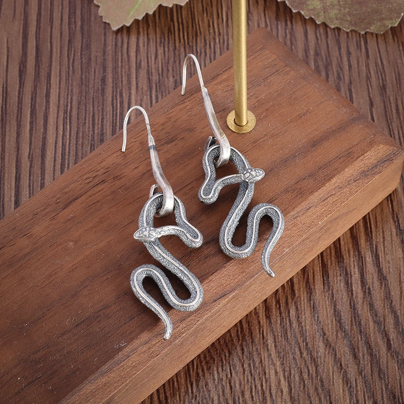 Retro Gothic Cobra King Black Mamba Snake Orecchini Pendenti Ipoallergenico Personalizzato Punk Rock Gioielli Regalo Per Uomini E Donne
