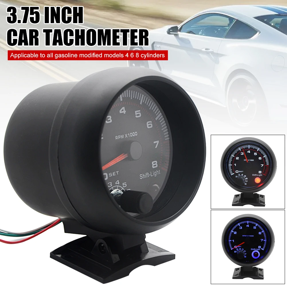 Tachometer gauge for 4/6/8 cylinder engine 3.75 inch 12V 0-8000 RPM