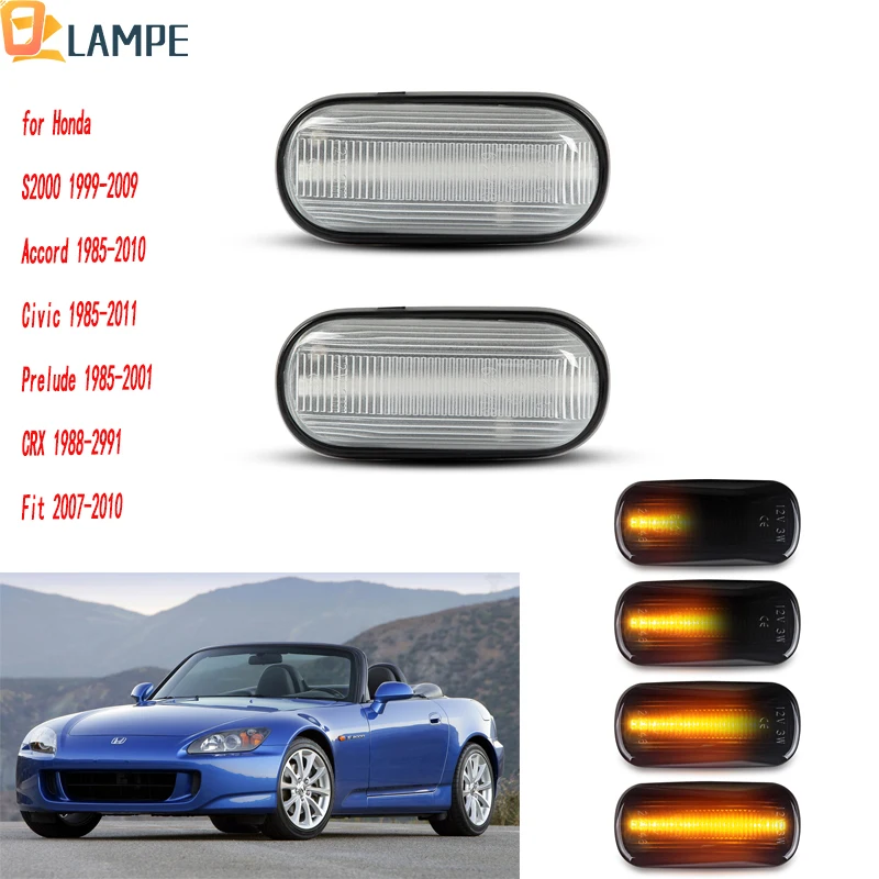 2PcsDynamicLEDSideMarkerLightsTurnSignalLampForHondaS2000