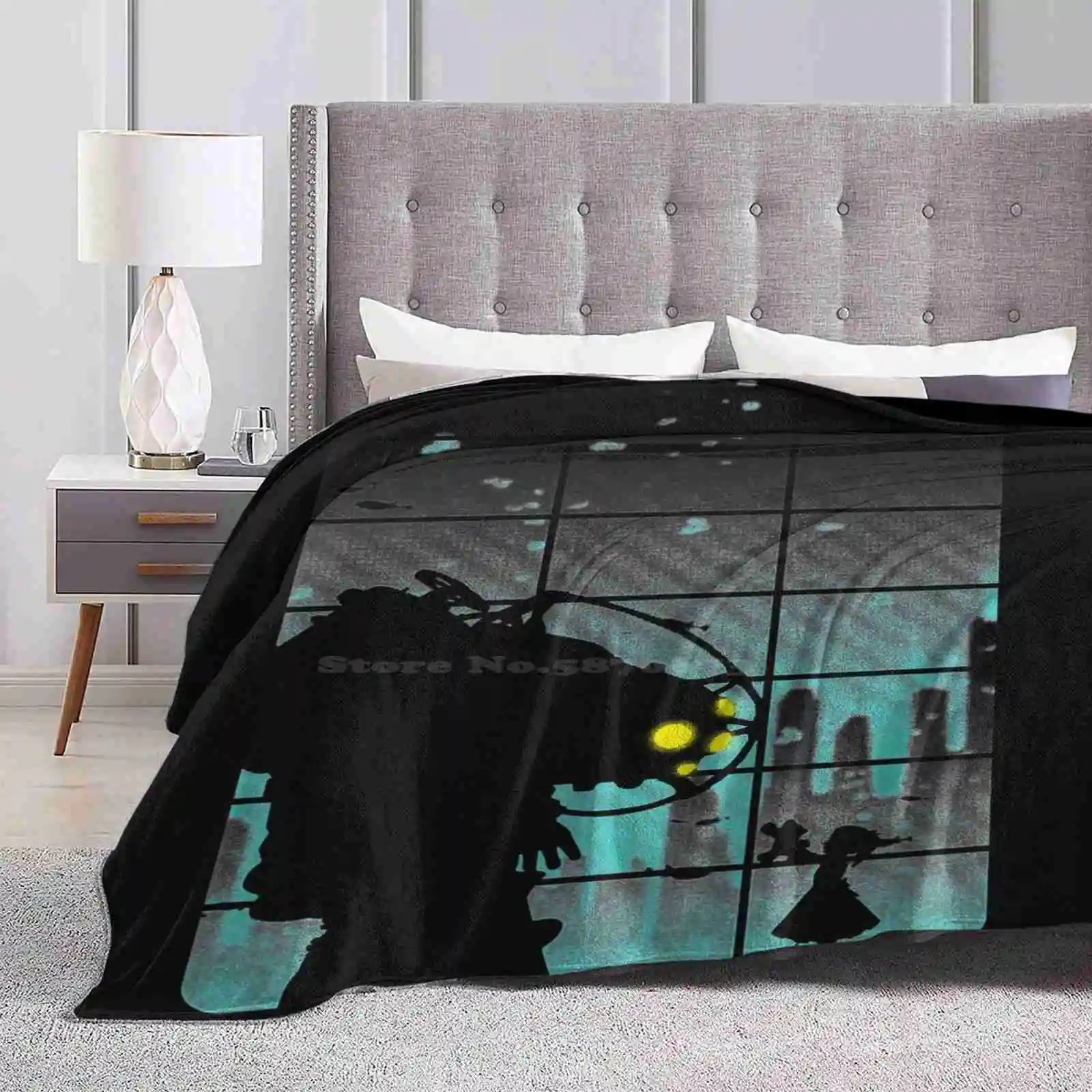Vieni, Mr. Bubbles Fashion Soft Warm Throw Coperta Adam Rapture Andrew Ryan Angel Big Daddy Bigdaddy Bioshock Infinite