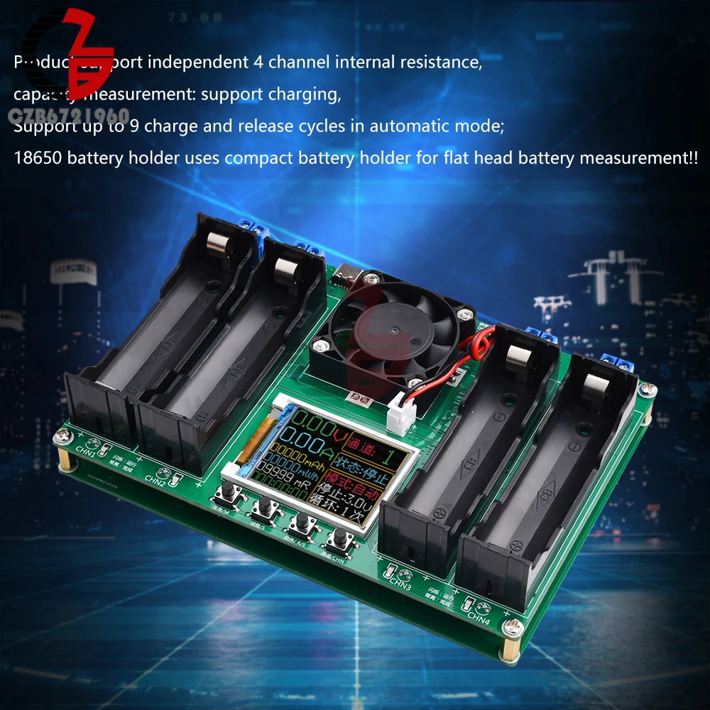 18650 Lithium Battery Capacity Tester MAh MWh Internal Resistance Tester Auto Charging and Discharging Module Power Detector 3