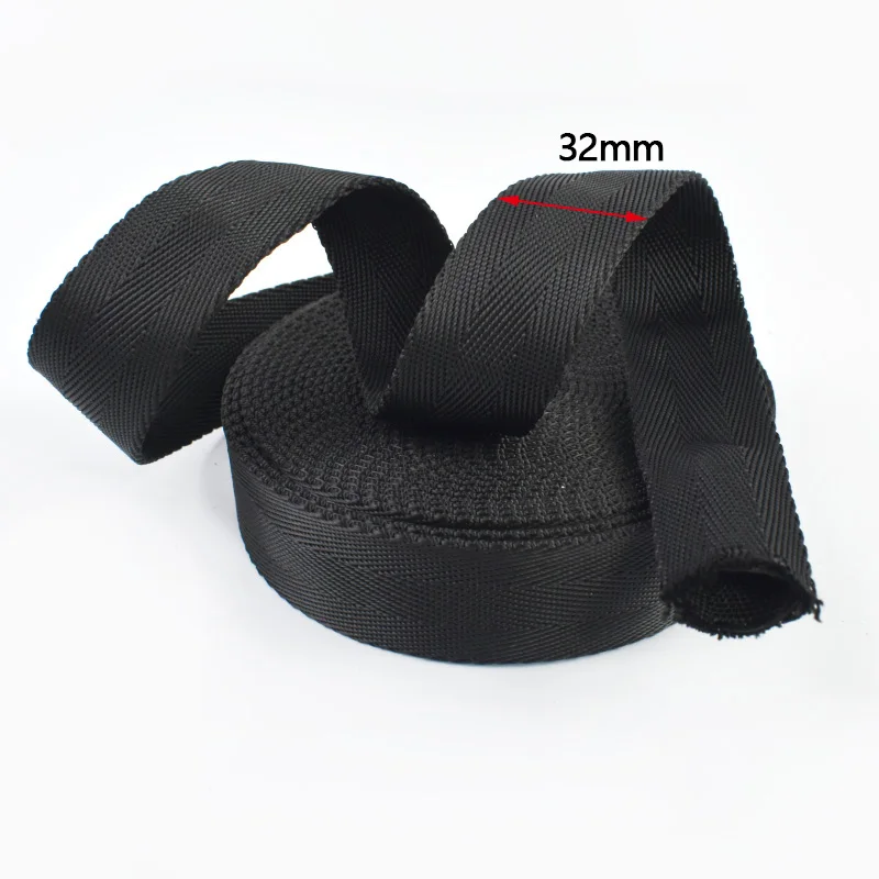 Black Nylon Webbing Strap - Durable 1.5mm Thick Tubular Ribbon for Belts, Slings, and Decorations