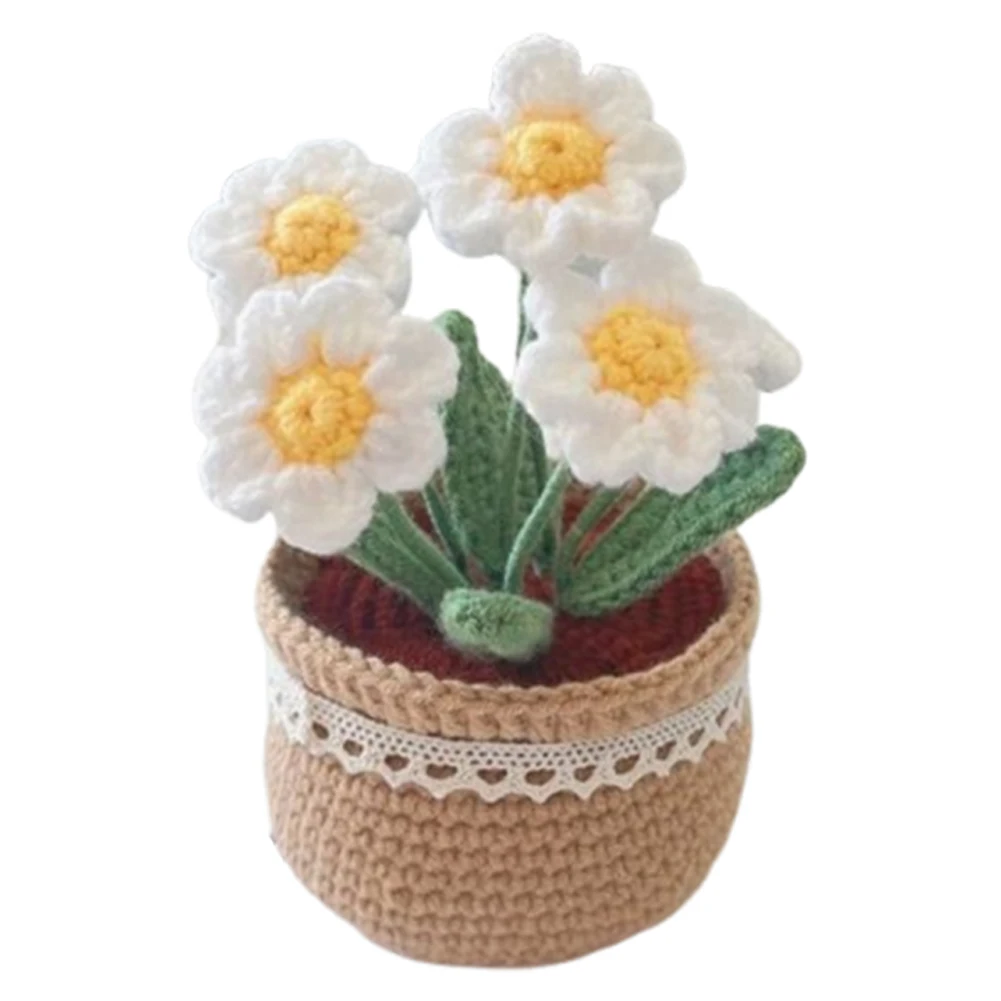 DIY Flower Potted Crochet Kit Cute Plants Hand-Knitted Tool for Kid (Daisies)