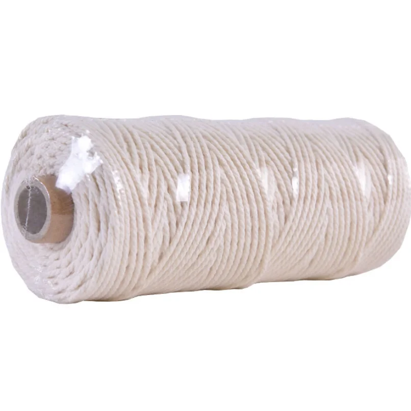 3mm 100Meters Cotton Cord Colorful Cords Beige Twisted Craft Macrame String DIY Home Textile Wedding Decorative Supply
