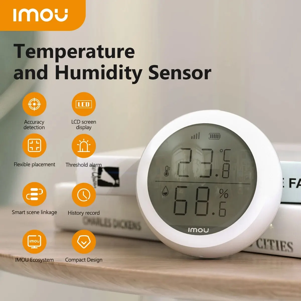 Sensore Di Temperatura E Umidità Intelligente Imou Wifi Record Della Storia Dello Schermo Lcd Sicurezza Domestica Intelligente Funziona Con L'App Imou