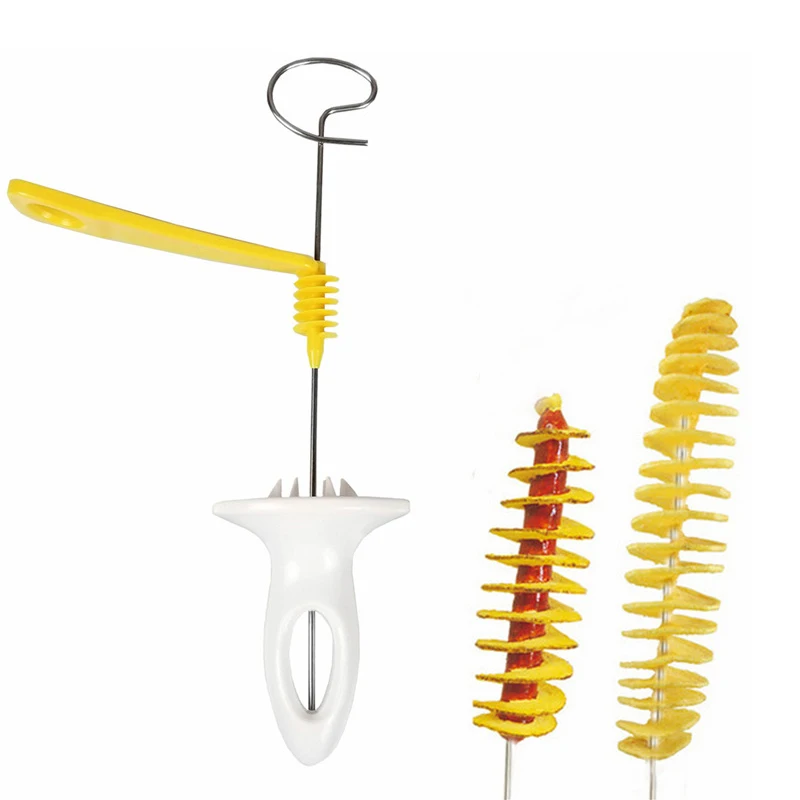 Vegetable Slicer Vegetable Cutter Food Slicer Potato Slicer Potato Cutter Potato Chip Maker 3 String Rotate Potato Slicer Spiral Cutter Twisted Potato Slice Cutter Spiral Tornado Chips Making Tool