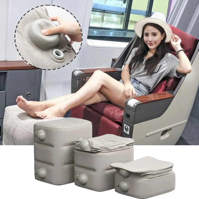 Inflatable Travel Foot Rest Pillow,Adjustable Height Leg Pillow,Great For Airplane,Train,Travel,Home,Office,Built-in Pump Stool