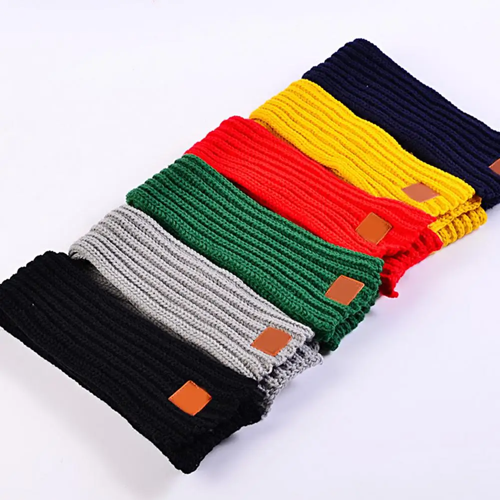 Autumn Winter Kids Scarf Solid Color Stretch Knitted