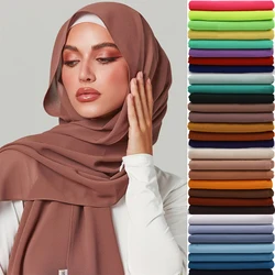 90x180CM Women Muslim Chiffon Hijab Plain Soft Big Scarf Shawl Ladies Turban Fashion Ramadan Casual Cool Breathable Headscarf