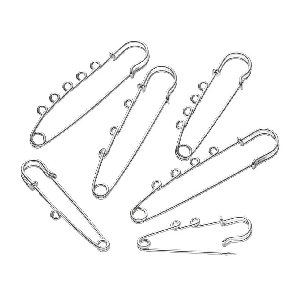 실버 안전 브로치 핀 멀티홀 커넥터 DIY 참 브로치 부자재 액세서리 숄 조절기 드레스 장식