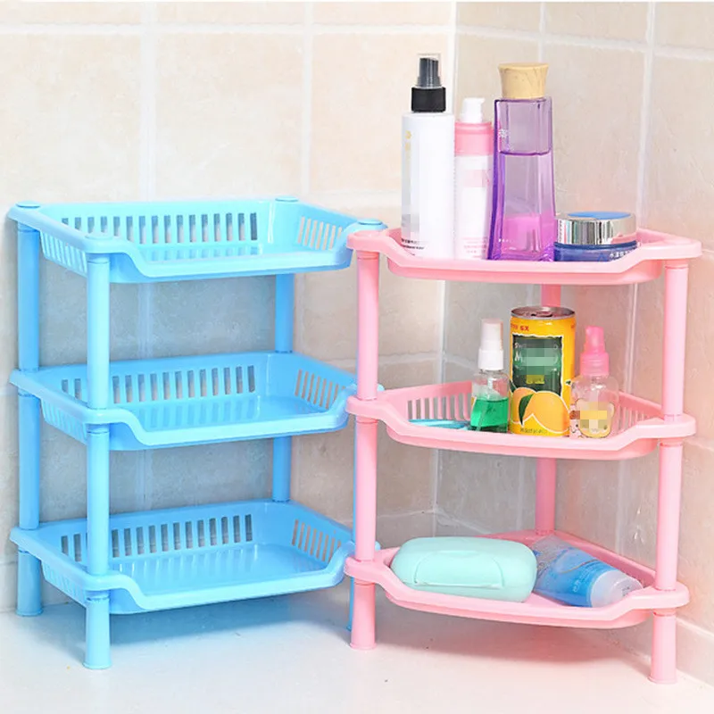 3 Layers Kitchen Organizer Storage Rack High Quality Plastic Assembled  Sundries Storage Holder Bathroom Shelf Home Organization