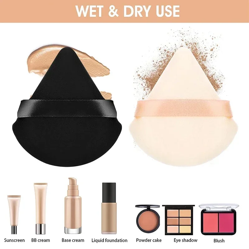 2/6pcs Triangle Powder Puff Mini Face Makeup Sponge Cosmetics Soft Cotton Face Powder Puff Washable Velvet Makeup Puff Tools