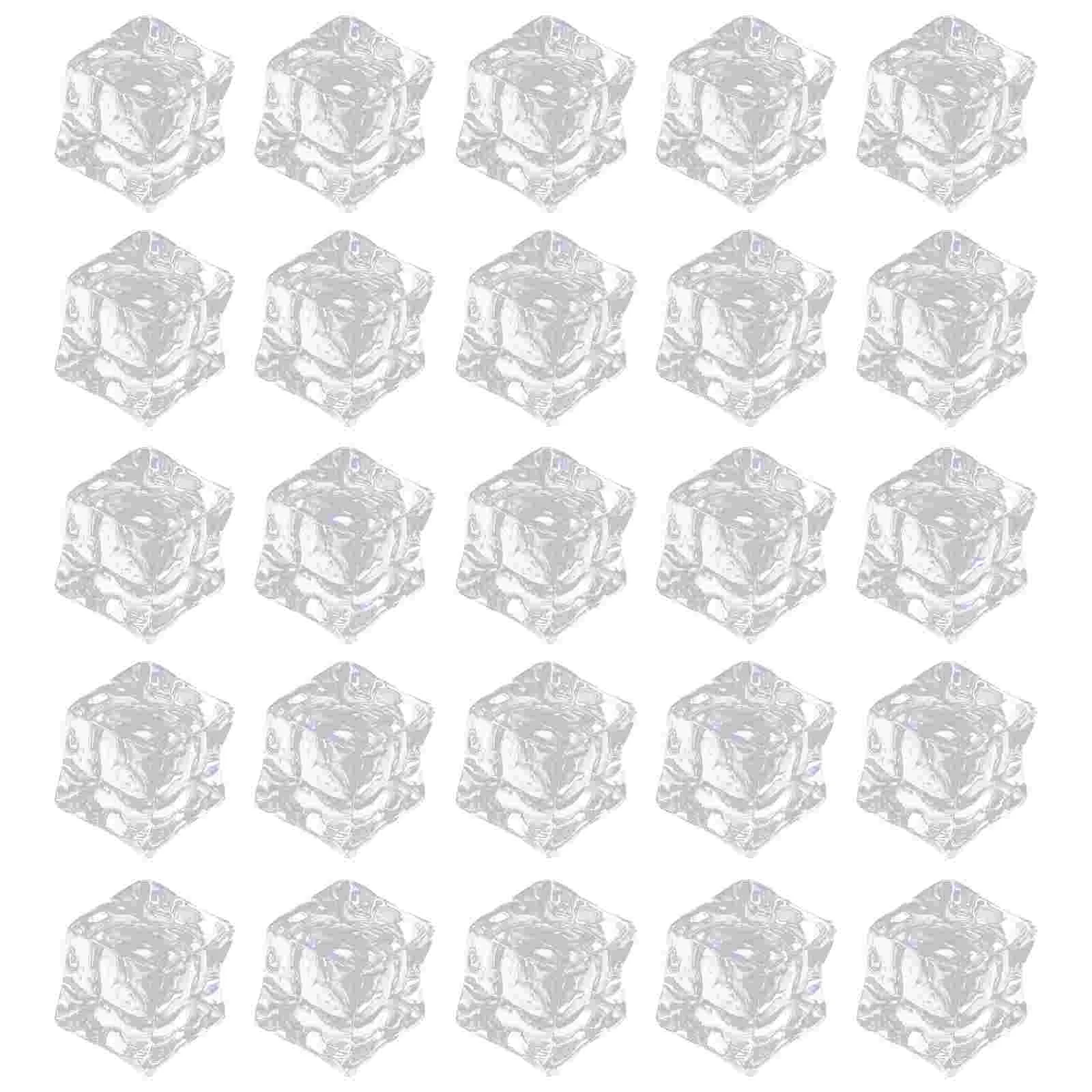 

White Clear Plastic Ice Cube Acrylic Clear Ice Rock Diamond Crystals Square Fake Ice Cubes Refreezable Ice Cubes Coffee