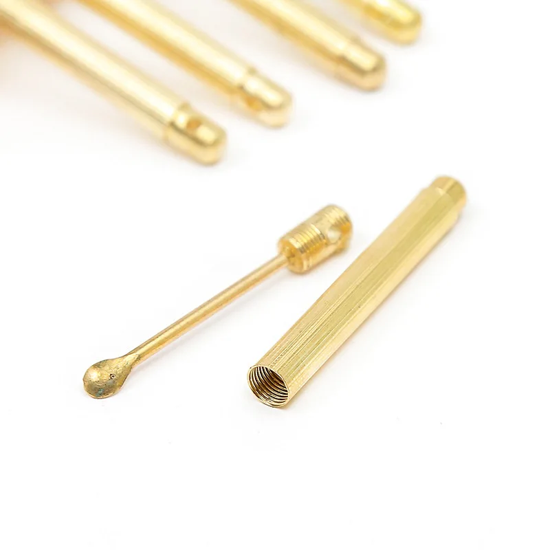 5Pcs Mini Spoon Powder Tool Hoover Hooteer Metal Shovel Key Chain Pocket Size Gold Brass Gadgets mini spoon tools