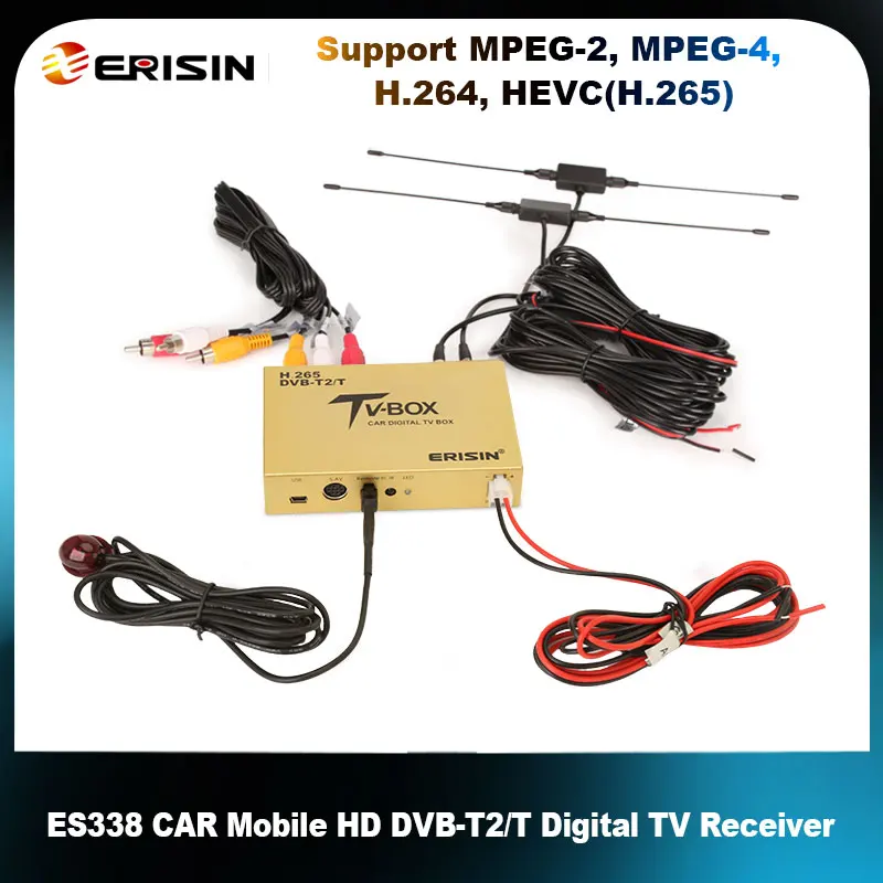 TV Stick Receiver Erisin ES338 CAR Mobile HD DVB-T2/T Box Digital TV Receiver HEVC H.265 H.264 MPEG-2 MPEG-4 HDMI USB 160km/h