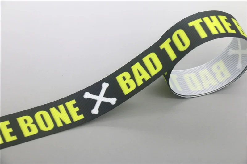 DHK 7/8'' 5yards Caution Bone Space Printed Grosgrain Ribbon Accessories Material Decoration DIY Sewing Craft C2657