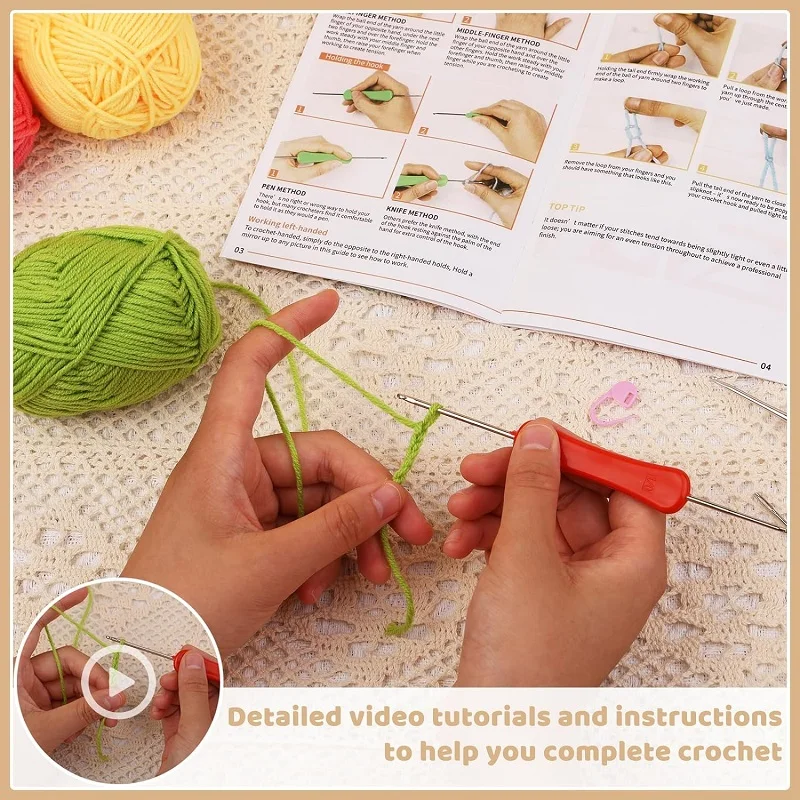 Flower Potted Crochet Knitting Kit for Complete Beginners Starter Step-by-Step Video Tutorials crochet kit