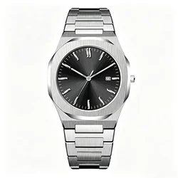 Men's Minimalist Green Sunburst Dial Quartz Watch with Silver Stainless Steel Band (Silver 2)