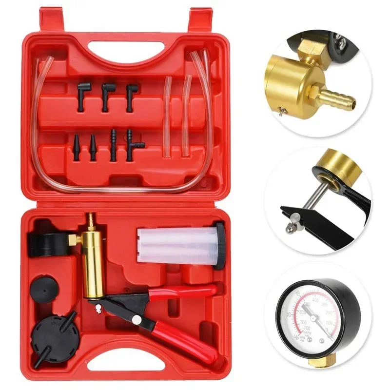 

Car Test Reservoir Bleeding Hand Held Pressure Bleeder Brake Fluid Tester Adaptor Kit Auto Vacuum Professional Pump Tool