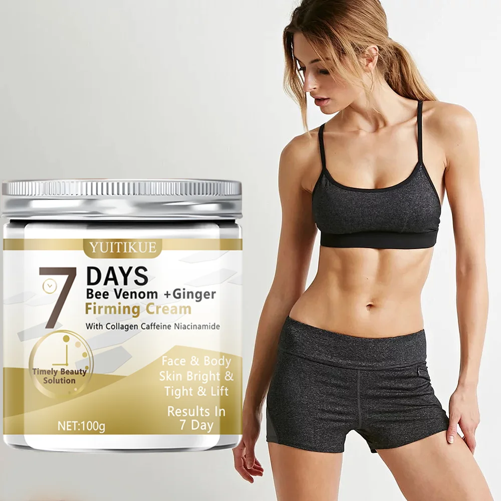 Bee Venom Ginger Firming Cream contains collagen, caffeine, and niacinamide to brighten and firm the skin on the face and body.