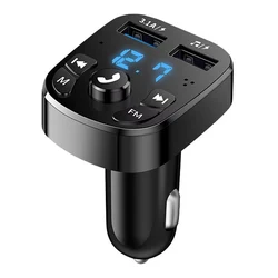 Wireless Car FM Transmitter and Fast Charge Bluetooth Audio Receiver with Dual USB (100 - S5)