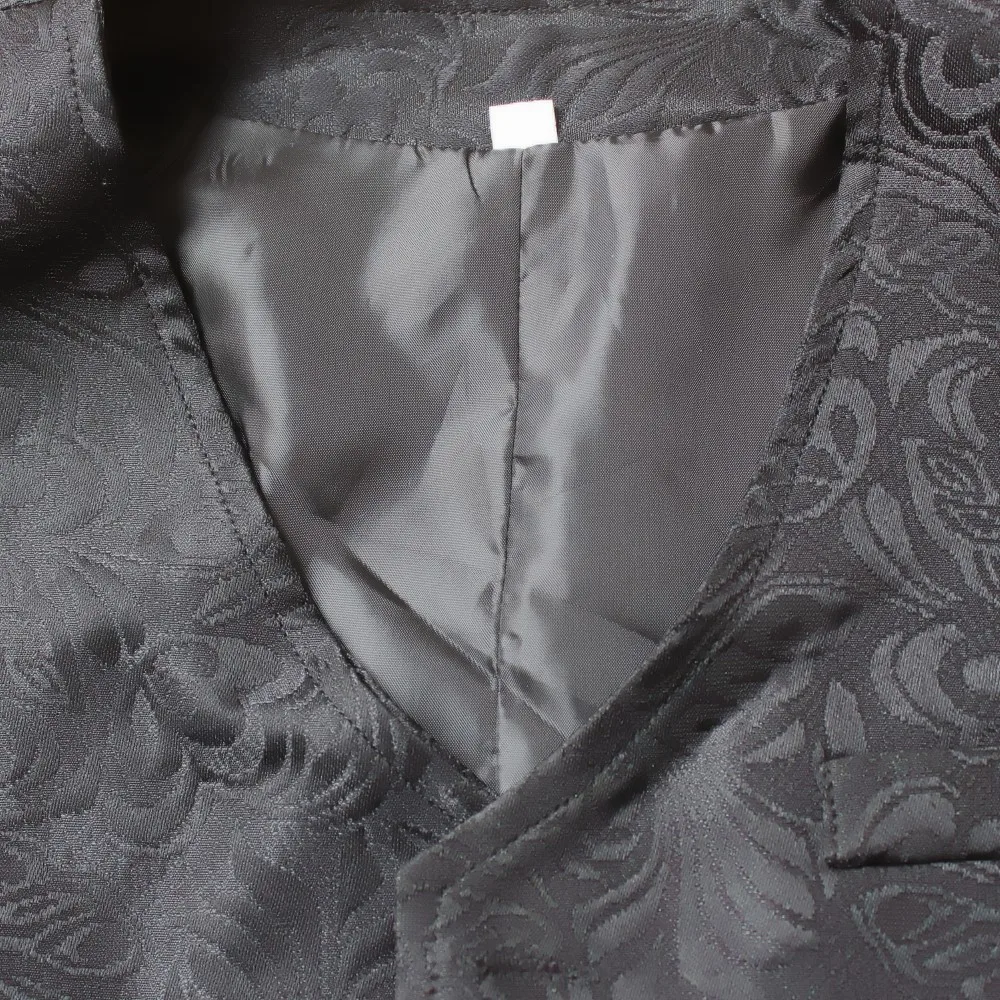 Gentleman Vintage Vest Waistcoat Victorian Black Men Steampunk Gothic Jacquard Male Party Wedding Costume For Men's Blazer Suit