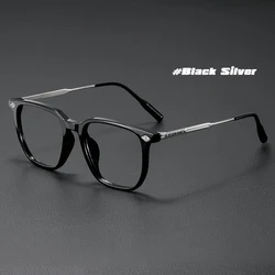 Fashionable Anti Blue Light Square Eyeglasses - Unisex Business Optical Eyewear with Large Frame - -400 (Black Silver)