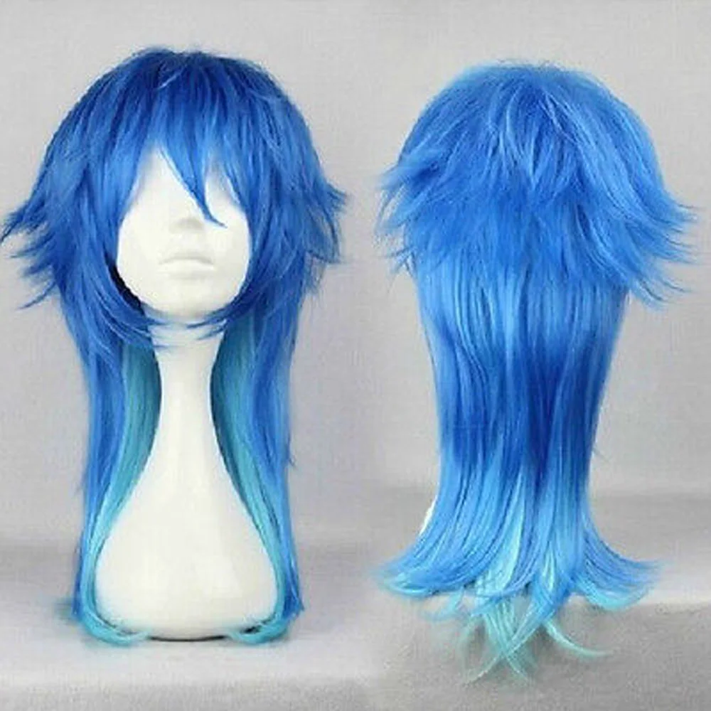 Meurtre dramatique DMMD Seragaki Aoba Cosplay Costume perruque de fête deux tons bleu Ombre cheveux synthétiques
