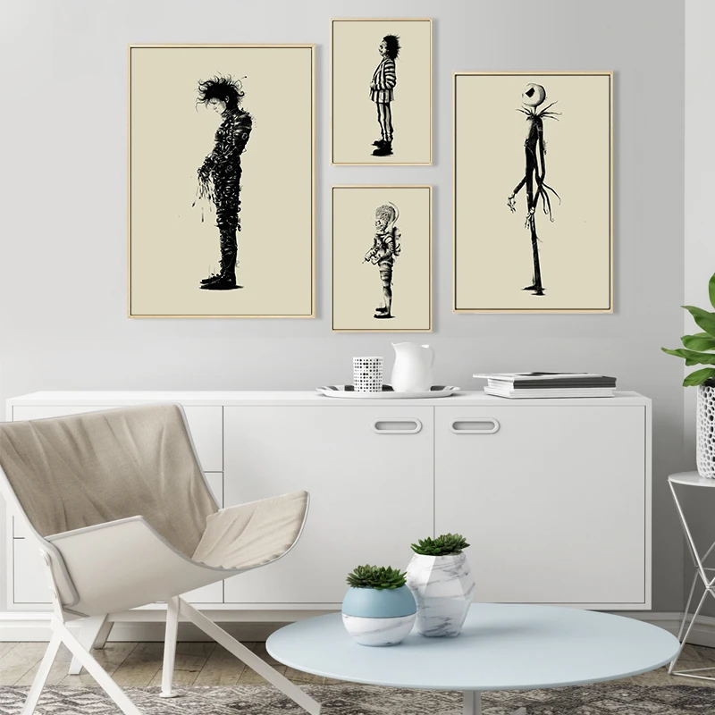 

Retro Movie Halloween Scissors Hand Canvas Print Wall Picture Bedroom Illustration Living Room Background Wall Poster