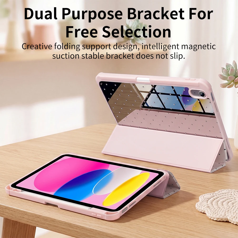 Sleek Black Polka Dots Trifold Magnetic Smart Cover