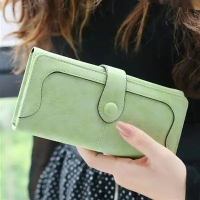 Beliebte europäische und amerikanische Retro-Handtasche aus mattiertem PU-Leder, hochwertige Damenhandtasche mit mehreren Kartenfächern, Faltschnalle, modischer Trend, lang – Detail 19