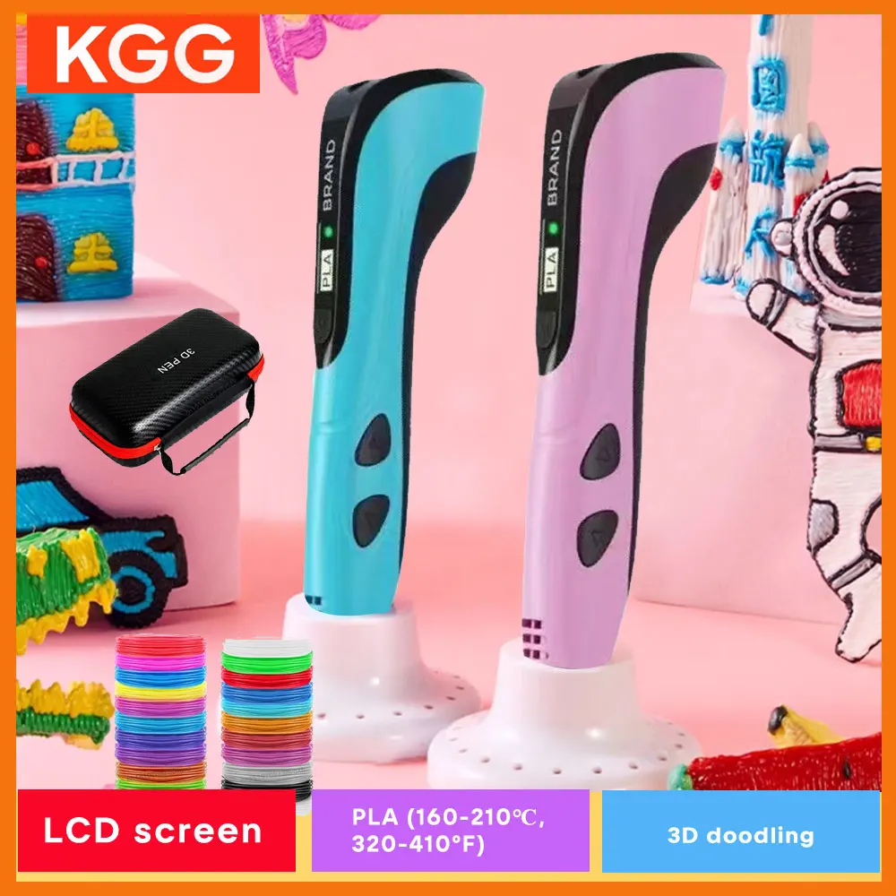 3D Printing Pen LCD Display Screen PU Travel Bag 1.75mm PLA DIY Drawing Birthday Christmas Gifts Children Painting Toys