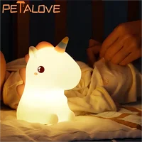 Night Light Cute Animal Panda Rabbit Duck Lovely Silicone Lamp Cloud Star Christmas Gift for Kids USB Recharge Warm Soft Light 2