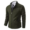 Autumn And Winter New Jersey Men's Casual Sports Coat Solid Color Stand Collar Wweater Grab Fleece Warm Zipper Cardigan 4