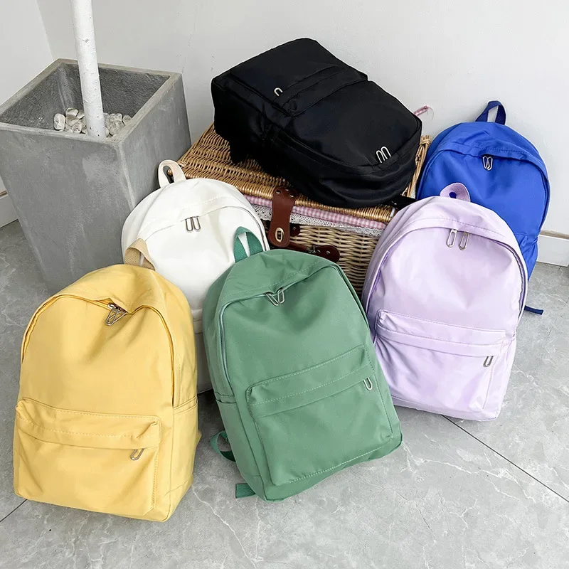 

Nylon Backpacks High Schoolbag Female Backpack Bookbag Waterproof Teenage Women Travel Solid Girls New For Quality Color Bag