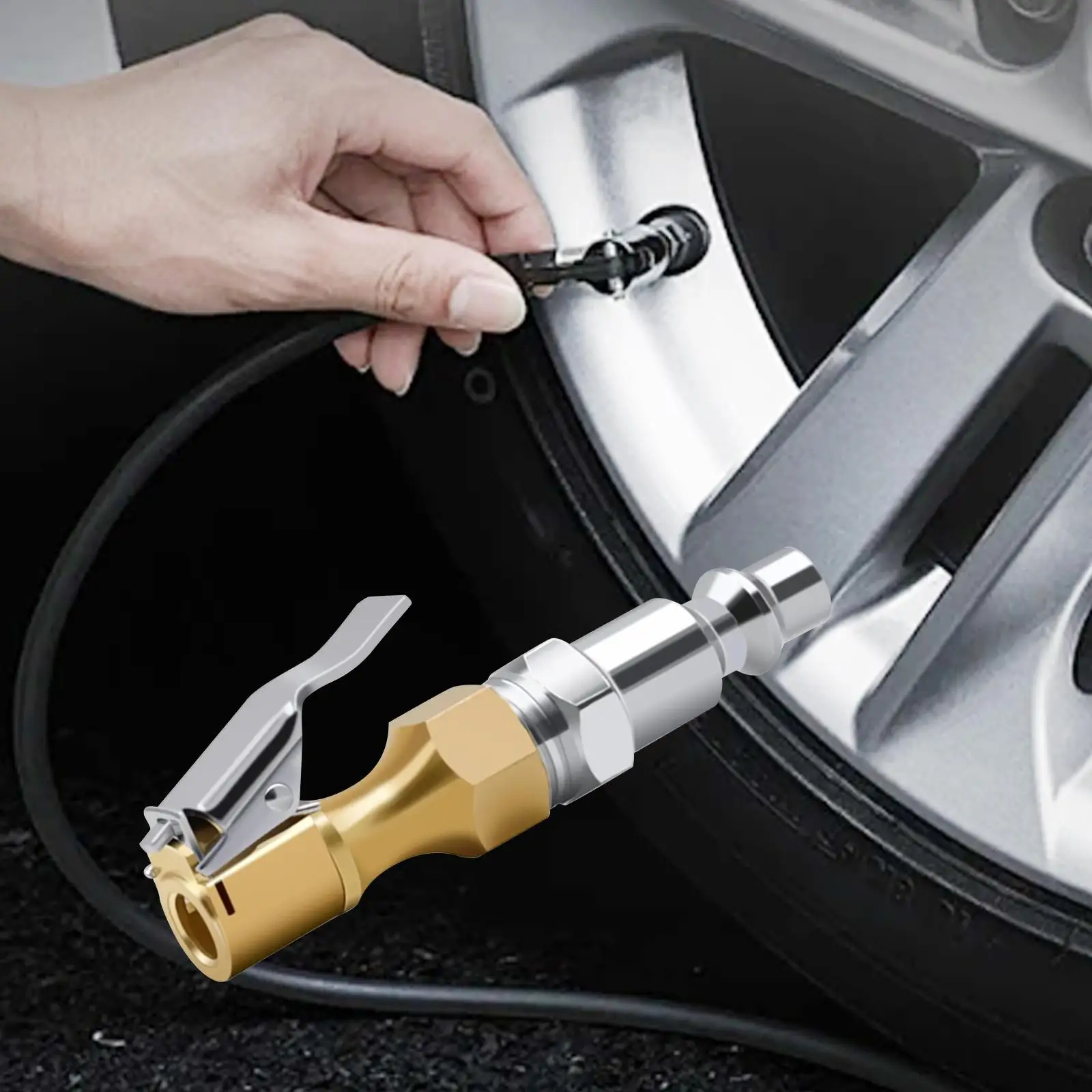 

Air Chuck with Clip Adapter Air Compressor Pump Clip on Brass Tire Chuck Straight Tire Chuck Tire Inflator Chuck Quick Connect