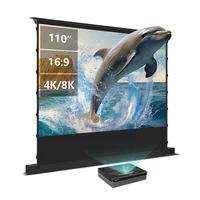 110 Inch UST Floor Rising Projector Screen 8K HD ALR Motorized Projector Screen