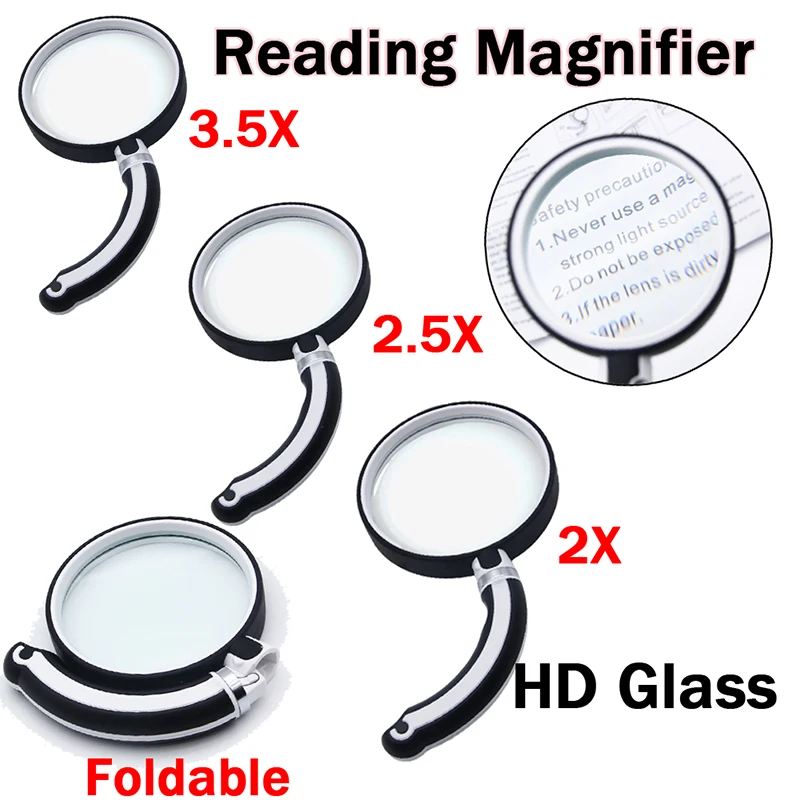 3.5x/2.5x/2x Handheld Magnifier Foldable Hd Lens Magnifying Glass Loupe For Elderly Reading