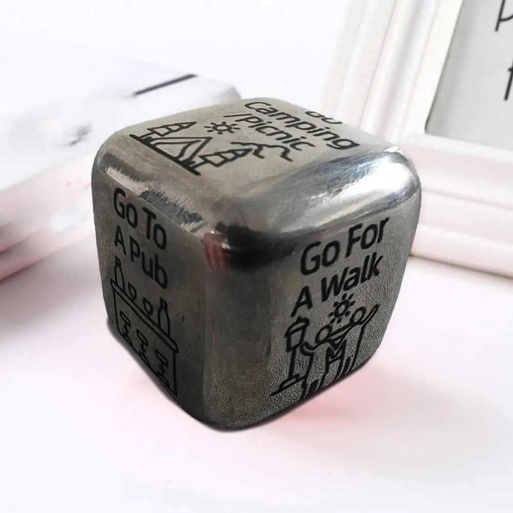 

Engraved Dice for Couples Metal Dice with Deep Engraving Metal Dice Date Night Game Set for Couples Valentine's for Boyfriend