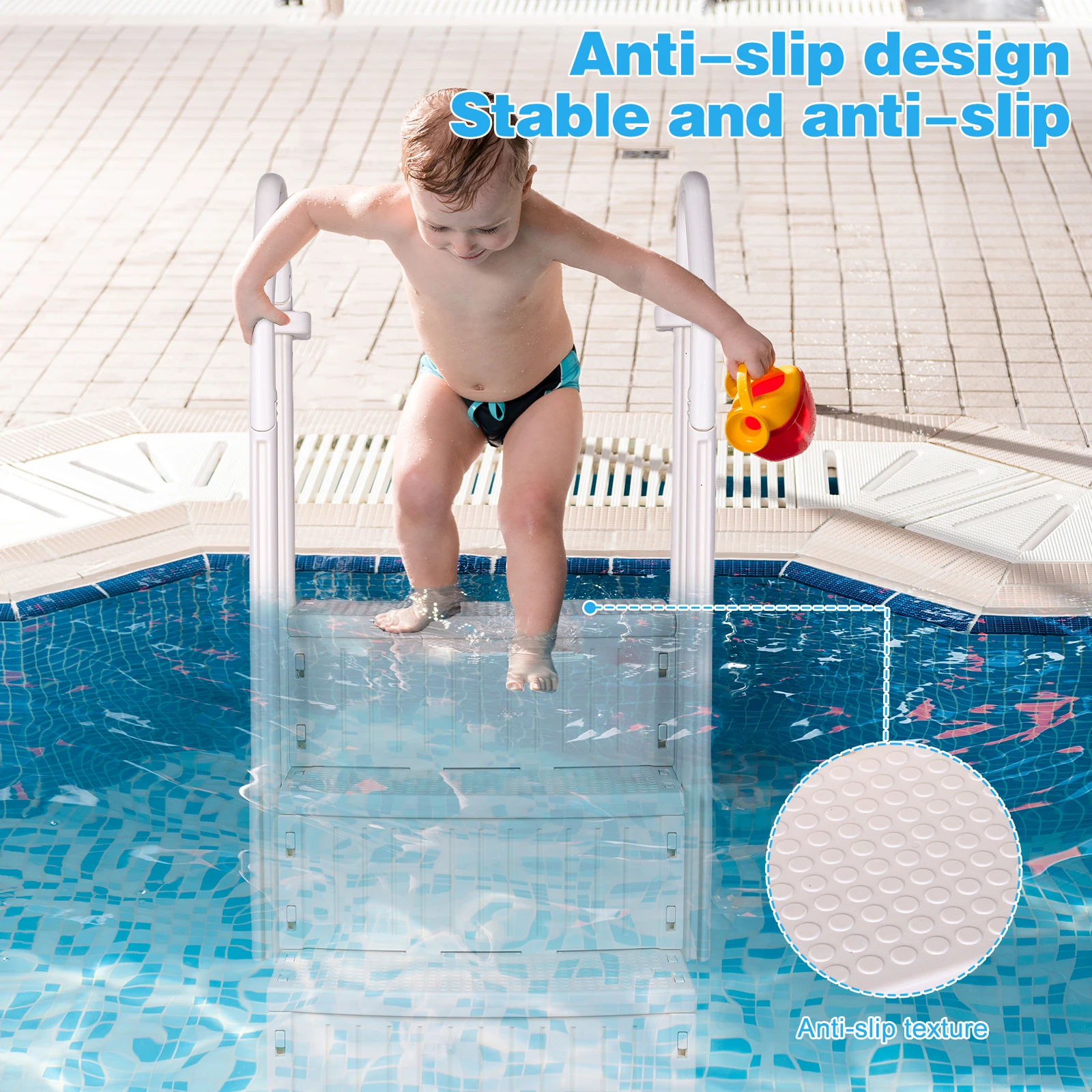 Plastic Pool Escalator Anti-Slip Pool Handrails Ladder Lightweight Detachable Above Ground Pool Step for Various Swimming Pools