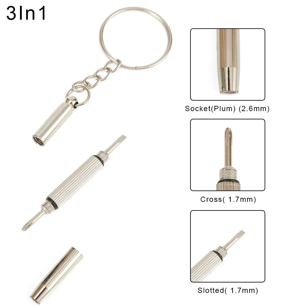 

Mini 3in1 Screwdriver Glasses Phone Watch Screw Repair Tool Keyring Key Chain Portable Eyeglasses/Sunglasses With Key Chain