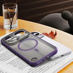 Custodia Shockproof Matte Traslucida di Lusso Magnetica con Compatibilità per Carica Wireless