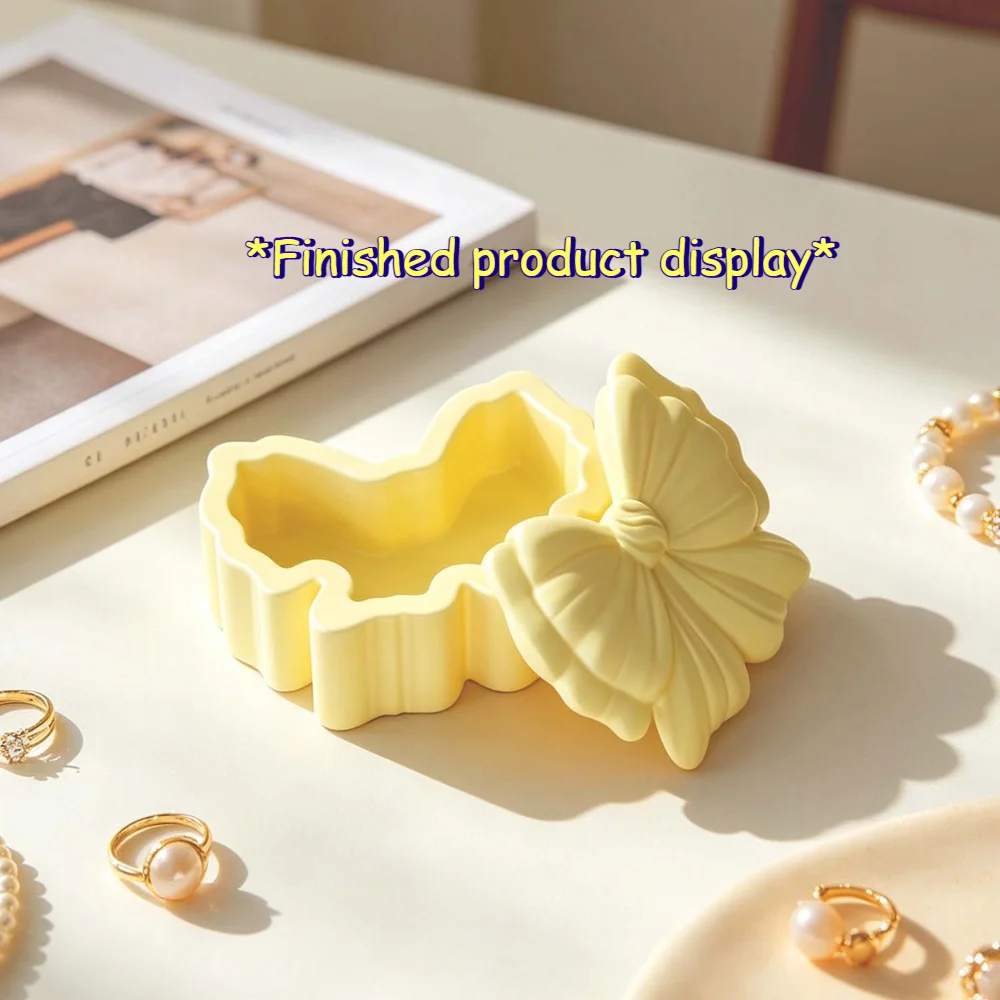 3D Bowknot 보관 케이스 수지 실리콘 몰드 아로마 테라피 캔들 홀더 보석 상자 몰드 DIY 공예 홈 장식 선물