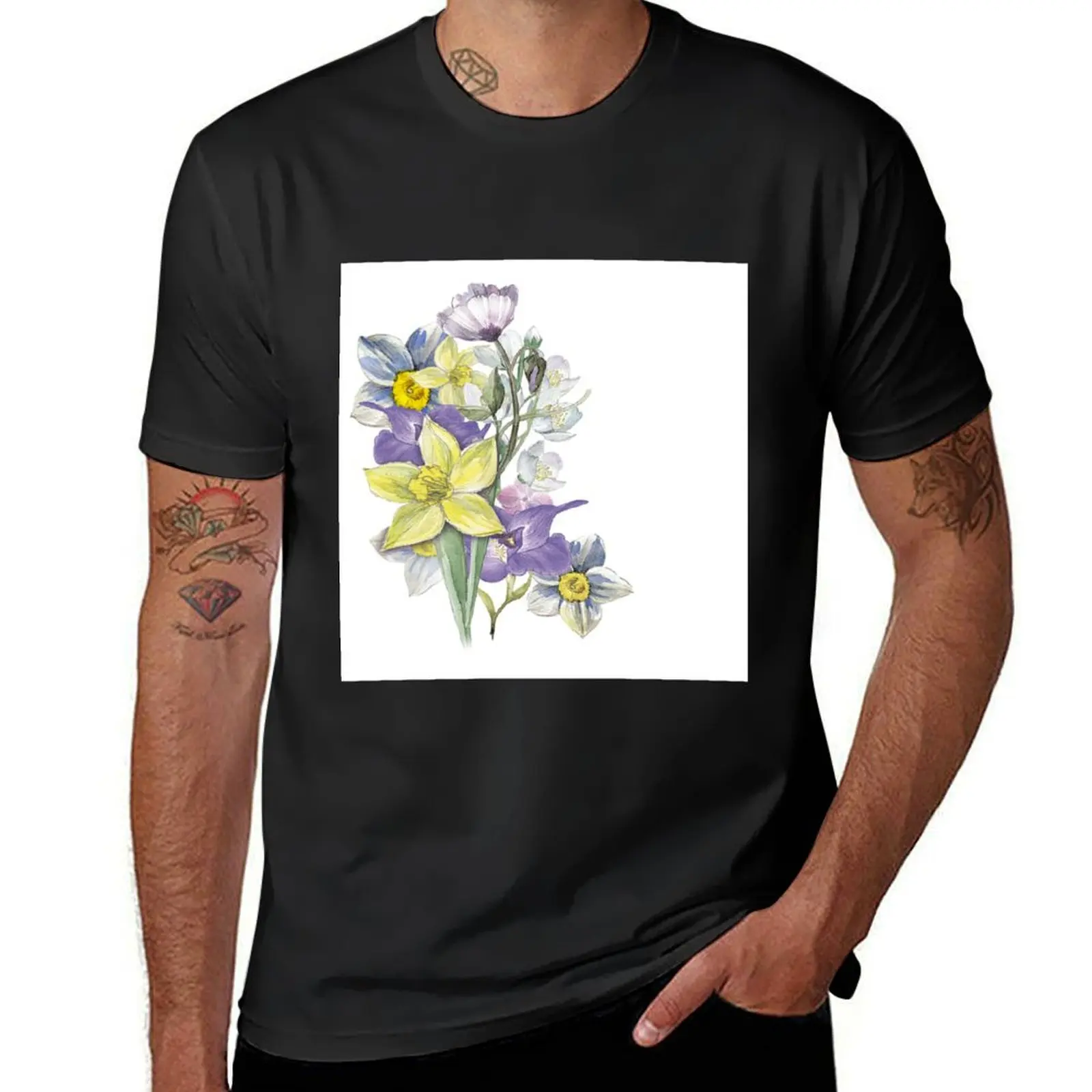 

watercolor bouquet T-Shirt sweat graphics workout shirts for men