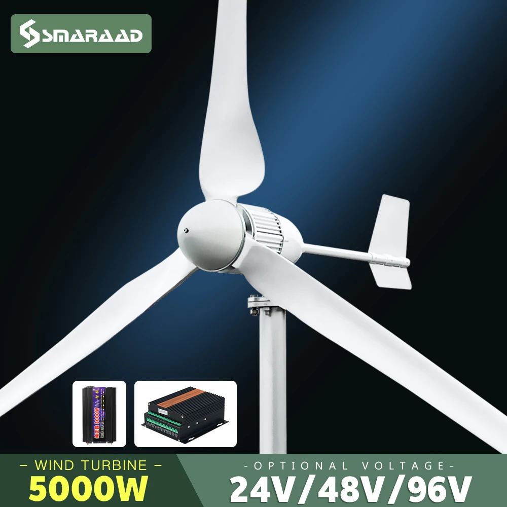 5000w 2000w Horizontal Wind Turbine Generator 24V 48V 96V Free Energy Magnetic Dynamo Strong Power 220v Inverter Output For Home