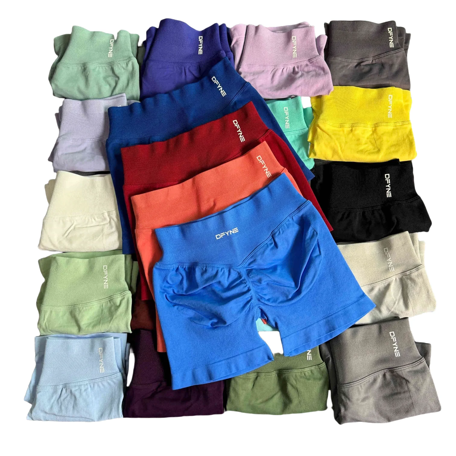 Impact Shorts with Logo 4.5'' Low Waist Seamless Yoga Shorts Scrunch Bum Gym Shorts Workout Biker Short Stretch Fitness Short 3