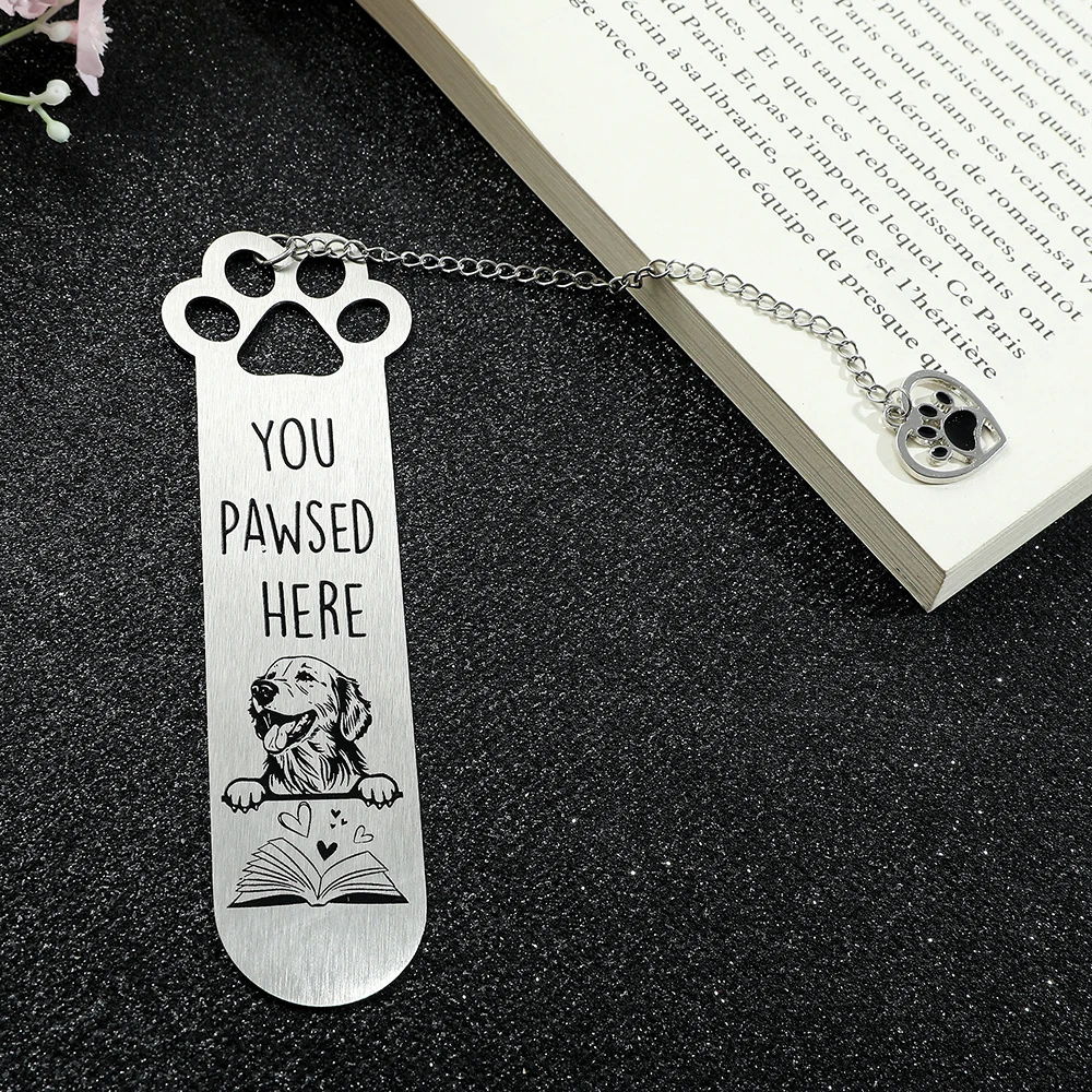 Cute dog stainless steel bookmark cartoon with pendant bookmark suitable for dog lovers reading collection small gift metal bookmark bookmark page holder animal bookmark bookmarks stationery supplies bookmark holder