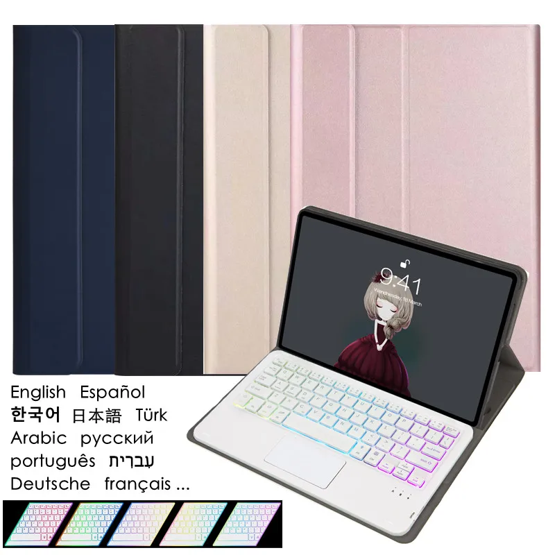 Touchpad Teclado Case Funda para Tablet Lenovo Tab M10 hd 2nd Gen 10.1 Tb-x306x X306f Rainbow Backlight Teclado Capa Mouse
