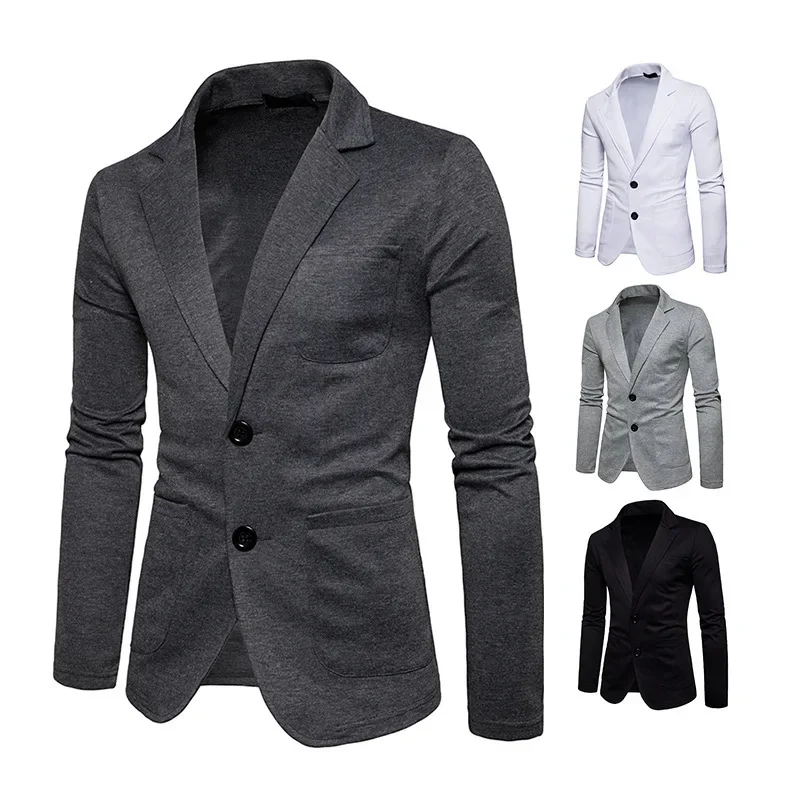 Wholesale Men's Casual Western-style Blazers Autumn New Solid Color Simple Lapel Two-piece Button Single Western Jacket 4