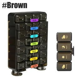 Weekly Pill Organizer with Drawer Design, Large Capacity for Daily Medication & Vitamins (Brown - 1Pcs)